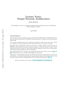 Lecture Notes: Neural Network Architectures