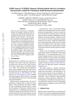 LBMT team at VLSP2022-Abmusu: Hybrid method with text correlation and
  generative models for Vietnamese multi-document summarization