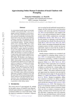 Approximating Online Human Evaluation of Social Chatbots with Prompting