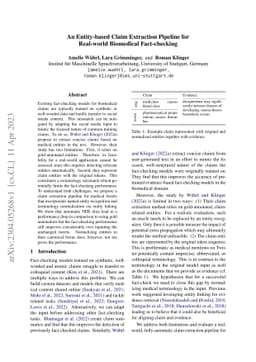 An Entity-based Claim Extraction Pipeline for Real-world Biomedical
  Fact-checking