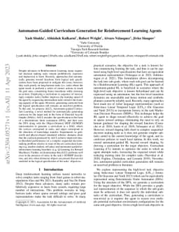 Automaton-Guided Curriculum Generation for Reinforcement Learning Agents