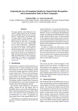 Exploring the Use of Foundation Models for Named Entity Recognition and
  Lemmatization Tasks in Slavic Languages