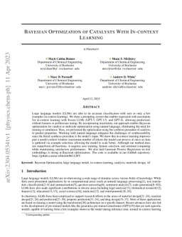 Bayesian Optimization of Catalysts With In-context Learning