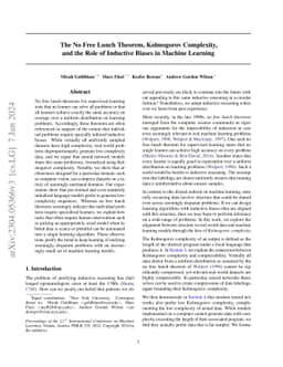 The No Free Lunch Theorem, Kolmogorov Complexity, and the Role of
  Inductive Biases in Machine Learning