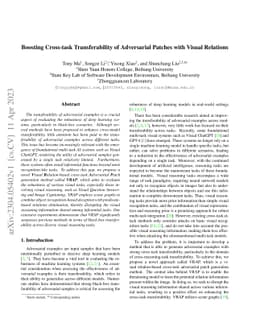 Boosting Cross-task Transferability of Adversarial Patches with Visual
  Relations