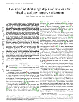 Evaluation of short range depth sonifications for visual-to-auditory
  sensory substitution
