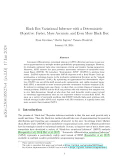Black Box Variational Inference with a Deterministic Objective: Faster,
  More Accurate, and Even More Black Box