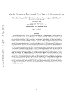 On the Adversarial Inversion of Deep Biometric Representations