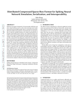 Distributed Compressed Sparse Row Format for Spiking Neural Network
  Simulation, Serialization, and Interoperability