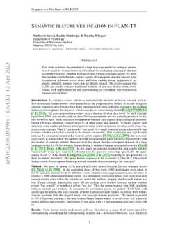 Semantic Feature Verification in FLAN-T5