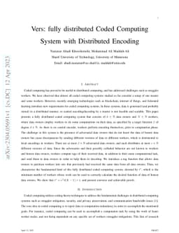 Vers: fully distributed Coded Computing System with Distributed Encoding
