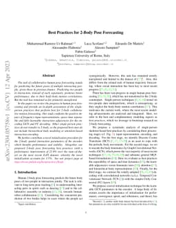 Best Practices for 2-Body Pose Forecasting