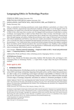 Languaging Ethics in Technology Practice