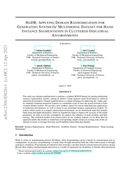 HaDR: Applying Domain Randomization for Generating Synthetic Multimodal
  Dataset for Hand Instance Segmentation in Cluttered Industrial Environments