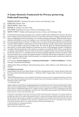 A Game-theoretic Framework for Privacy-preserving Federated Learning