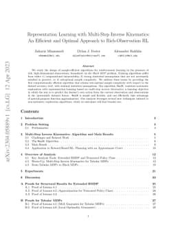 Representation Learning with Multi-Step Inverse Kinematics: An Efficient
  and Optimal Approach to Rich-Observation RL