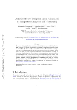 Literature Review: Computer Vision Applications in Transportation
  Logistics and Warehousing