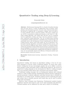 Quantitative Trading using Deep Q Learning