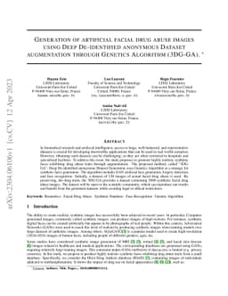 Generation of artificial facial drug abuse images using Deep
  De-identified anonymous Dataset augmentation through Genetics Algorithm
  (3DG-GA)