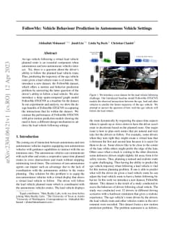 FollowMe: Vehicle Behaviour Prediction in Autonomous Vehicle Settings