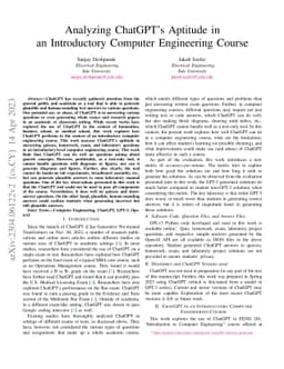 Analyzing ChatGPT's Aptitude in an Introductory Computer Engineering
  Course