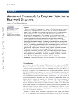 Assessment Framework for Deepfake Detection in Real-world Situations