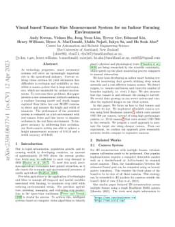 Visual based Tomato Size Measurement System for an Indoor Farming
  Environment