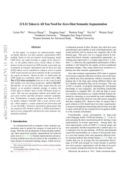 [CLS] Token is All You Need for Zero-Shot Semantic Segmentation