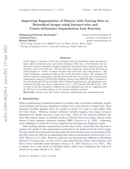 Improving Segmentation of Objects with Varying Sizes in Biomedical
  Images using Instance-wise and Center-of-Instance Segmentation Loss Function