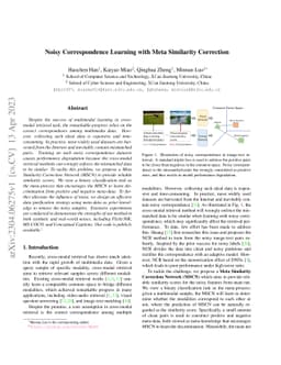 Noisy Correspondence Learning with Meta Similarity Correction