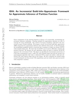 IBIA: An Incremental Build-Infer-Approximate Framework for Approximate
  Inference of Partition Function