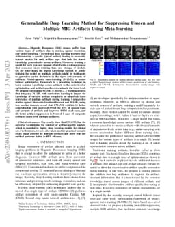 Generalizable Deep Learning Method for Suppressing Unseen and Multiple
  MRI Artifacts Using Meta-learning