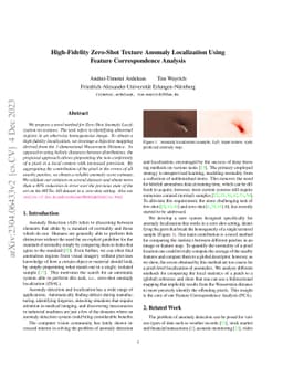 High-Fidelity Zero-Shot Texture Anomaly Localization Using Feature
  Correspondence Analysis