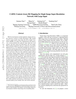 CABM: Content-Aware Bit Mapping for Single Image Super-Resolution
  Network with Large Input