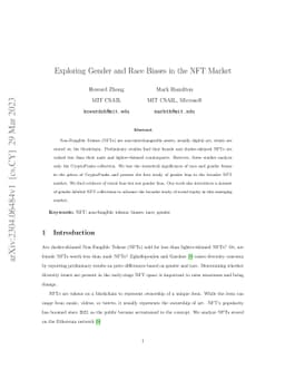 Exploring Gender and Race Biases in the NFT Market