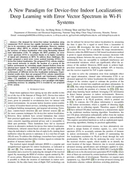 A New Paradigm for Device-free Indoor Localization: Deep Learning with
  Error Vector Spectrum in Wi-Fi Systems