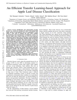 An Efficient Transfer Learning-based Approach for Apple Leaf Disease
  Classification