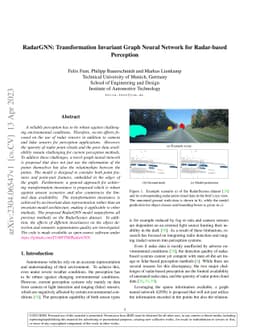 RadarGNN: Transformation Invariant Graph Neural Network for Radar-based
  Perception