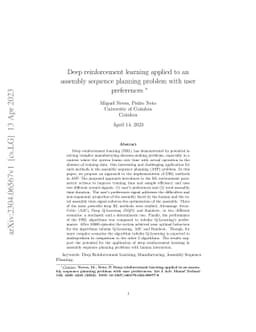 Deep reinforcement learning applied to an assembly sequence planning
  problem with user preferences