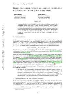 Bayes classifier cannot be learned from noisy responses with unknown
  noise rates