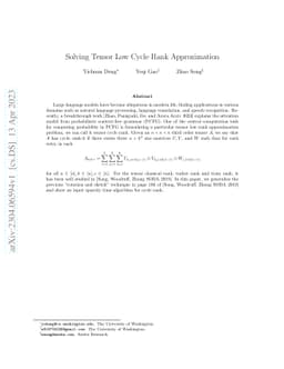 Solving Tensor Low Cycle Rank Approximation