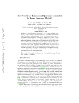 How Useful are Educational Questions Generated by Large Language Models?