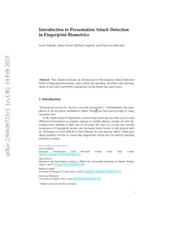Introduction to Presentation Attack Detection in Fingerprint Biometrics