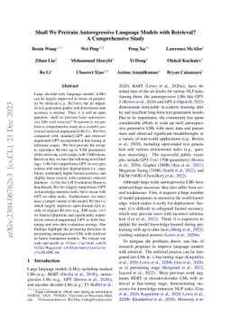 Shall We Pretrain Autoregressive Language Models with Retrieval? A
  Comprehensive Study