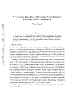 A Polynomial Time, Pure Differentially Private Estimator for Binary
  Product Distributions
