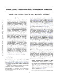 Efficient Sequence Transduction by Jointly Predicting Tokens and
  Durations
