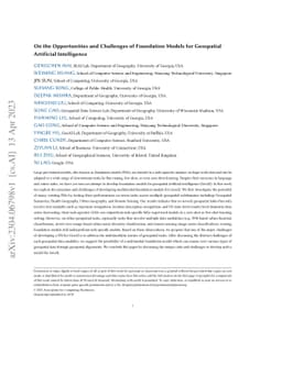 On the Opportunities and Challenges of Foundation Models for Geospatial
  Artificial Intelligence