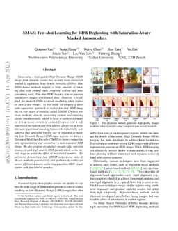 SMAE: Few-shot Learning for HDR Deghosting with Saturation-Aware Masked
  Autoencoders