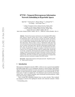 $\text{H}^2\text{TNE}$: Temporal Heterogeneous Information Network
  Embedding in Hyperbolic Spaces