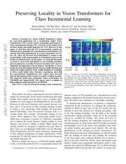Preserving Locality in Vision Transformers for Class Incremental
  Learning